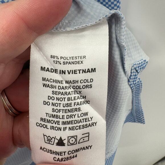 FootJoy Polo Mens XL Blue White Checkered Athletic Golf Short Sleeve Stretch - Picture 4 of 7